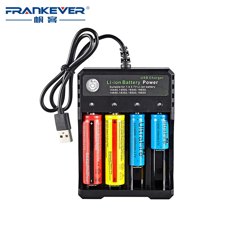 

FrankEver 18650 Battery Charger 4-slots Li-ion Lithium Charger Player Amplifier Fast Changring USB Power Bank