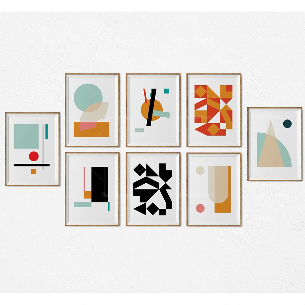 Bauhaus Prints Stampe Mondrian, Stampe Minimaliste Da Parete Per Galleria Geometrica, Stampa Geometrica Bauhaus Art Curational Poster