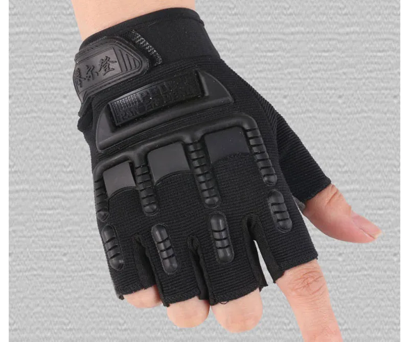 Размер для детей 5-13 лет тактические перчатки без пальцев военное вооружение противоскользящие резиновые перчатки с защитой суставов