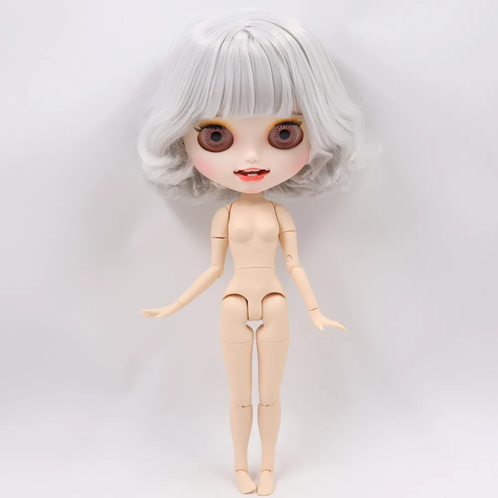 Ледяной обнаженный Blyth кукла No. BL1003 серые волосы резные губы открытый рот матовая индивидуальные лица сустава тела 1/6 bjd