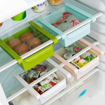 

New Fridge Freezer Shelf Holder Pull-out Drawer Organiser Adjustable Stretchable Multifunction Kitchen Refrigerator Storage Rack
