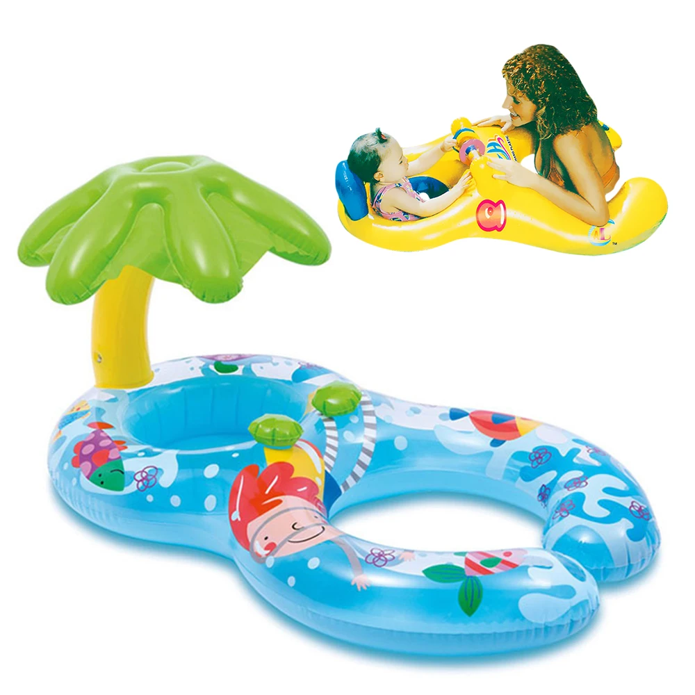 Anneau de natation gonflable pour mère et enfant | Ombrage à Double cercle, pour enfants, en cercles, accessoires de natation pour enfants