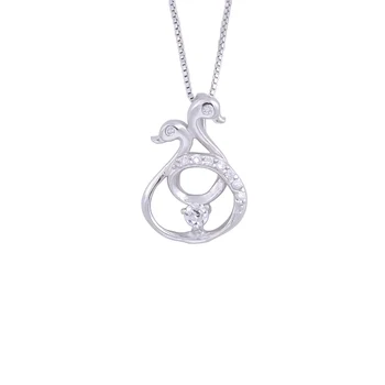 

Zircon Swan Couple Round Necklaces For Women 925 Sterling Silver Elegant Drop Pendants Wedding Fashion Jewelry Gifts