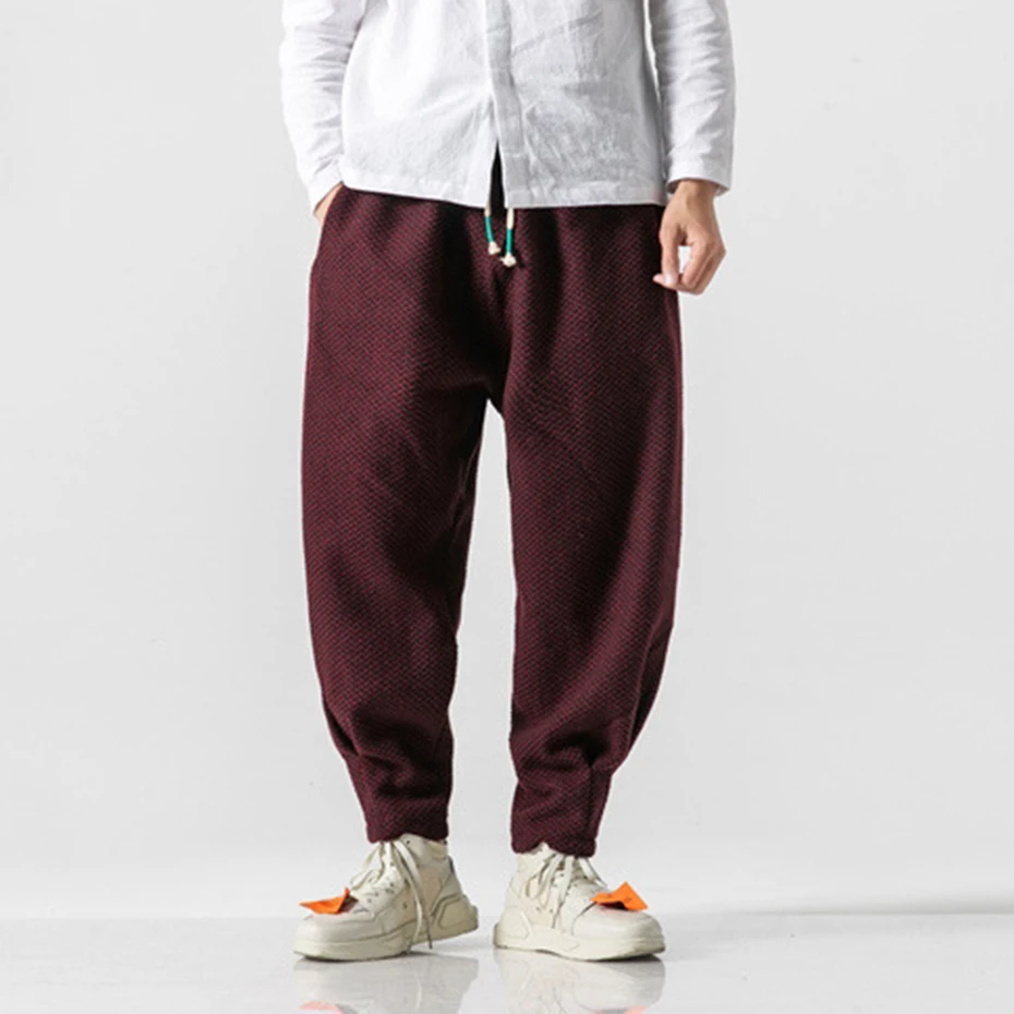 Harem Pants Men Thick Warm Autumn Winter Loose Casual Pants Oversized Streetwear Fashion Hip Hop Sweatpants Pencil Trousers 4