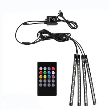 

Car Remote/App/Voice Control RGB Cigarette DRL Strip Light LED Wireless Lamp Interior Floor Foot Atmosphere Decoration Light