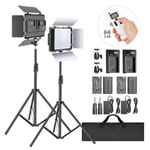 Neewer 2.4g bi-color 600 smd led painel/barndoor/display lcd kit de iluminação de vídeo com suporte de luz para fotografia de estúdio de fotos