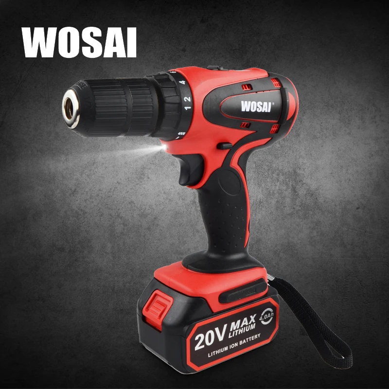 WOSAI 20V электрическая отвертка аккумуляторная мини дрель литий ионная Батарея