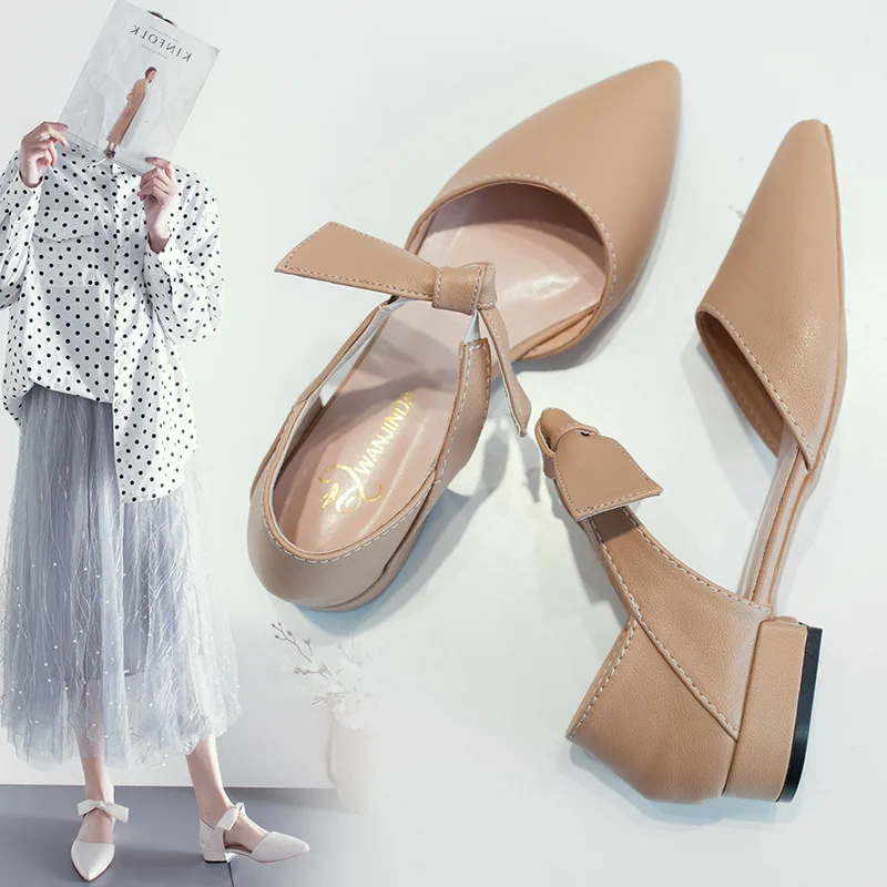 

2019 Documentary Pointed-Toe Low Spring Shoes Women's New Style Chunky-Heel Shave Elegant Korean-style Versatile Low Heel Spring