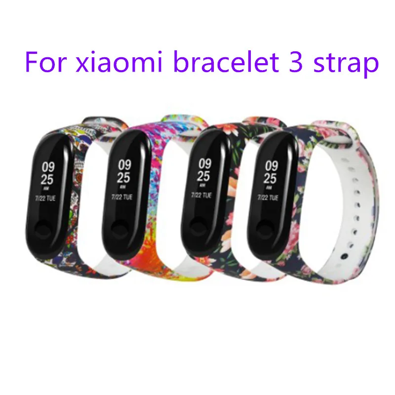 Браслет для Xiaomi mi ремешок 3 окрашенный узор персонализированный принт спортивный ремешок часы силиконовый ремешок для Xiao mi браслет