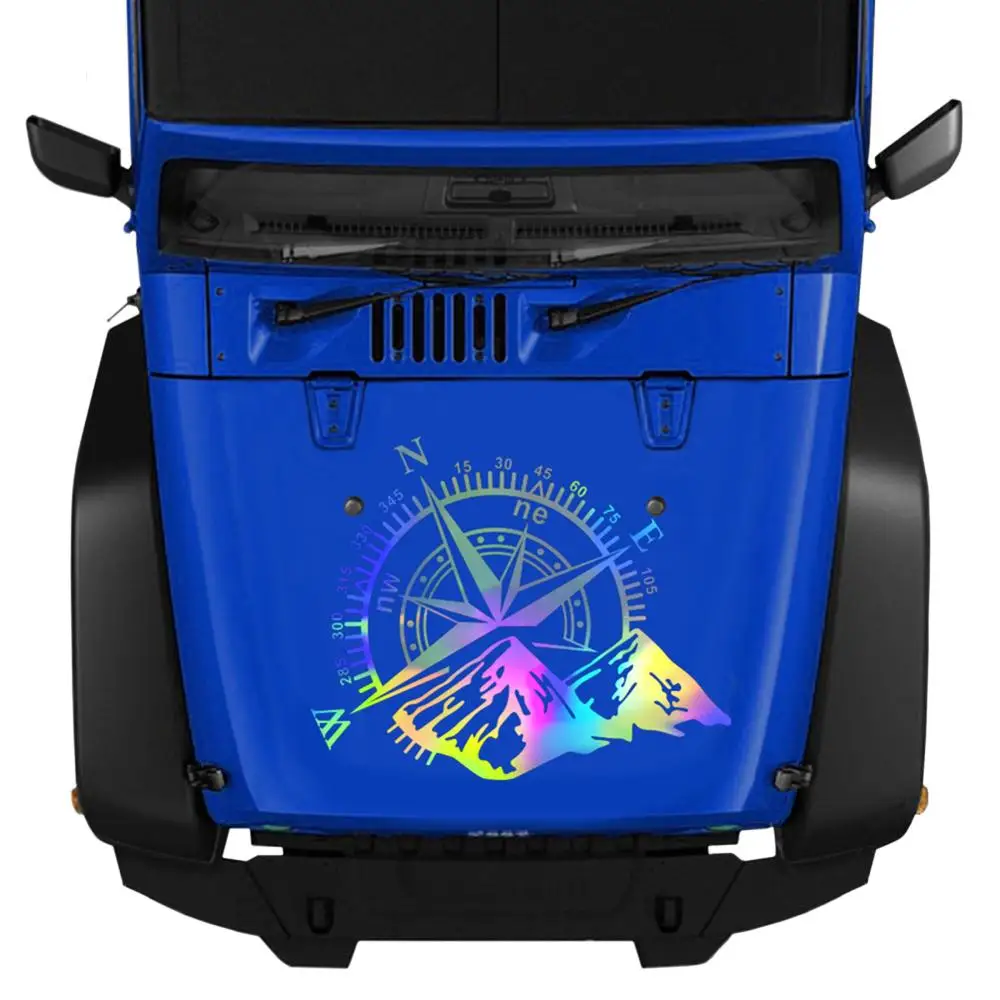 waterproof no shrinking Colorful Mountains Compass Navigation Vehicle Sticker Compass Door Sticker Mountains hood Body Sticker