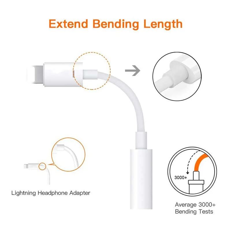 Headphone Adapters For Lighting to 3 5mm Jack Cable AUX Audio Earphone Converter For iphone 7 8 X XS Adapter Cables