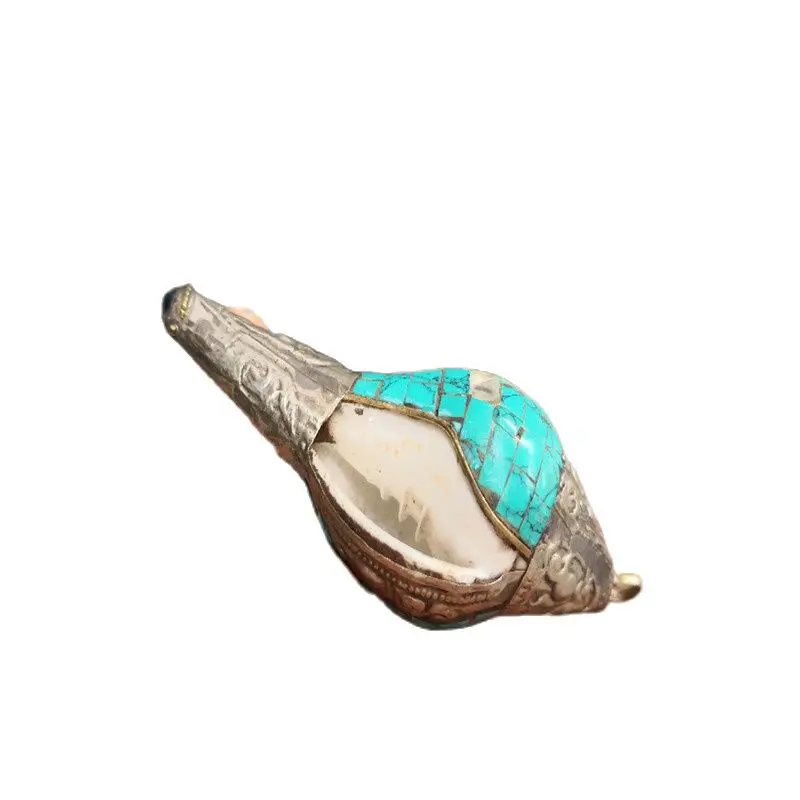 Tibet Handmade Silver And Turquoise Inlaid Conch Pendant Amulets | Дом и сад