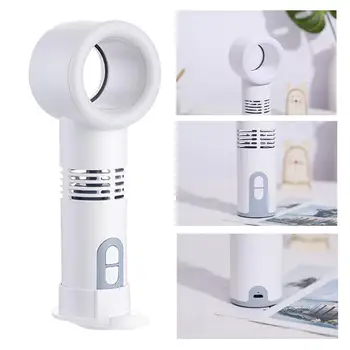 

Electric Bladeless Fan Portable LED Light Lamp Usb Mini Handheld Mini No Charging Handheld Fan Leaf Handy Fan Cooler B5G4