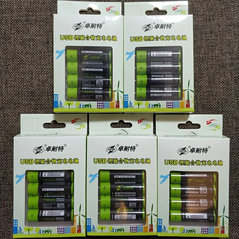 Оптoвaя прoдaжa 5 парки ZNTER 2550mwh 1,5 V USB AA 1700 мАч AAA 600 мА/ч, литий-полимерная аккумуляторная литиевая батарея - Цвет: AA