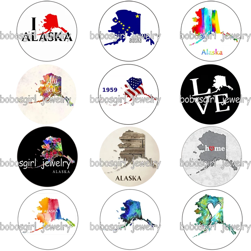 USA US states Alaska home love glass Snap button Charm Popfor Jewelry good quality picture pendant GS9774 | Украшения и