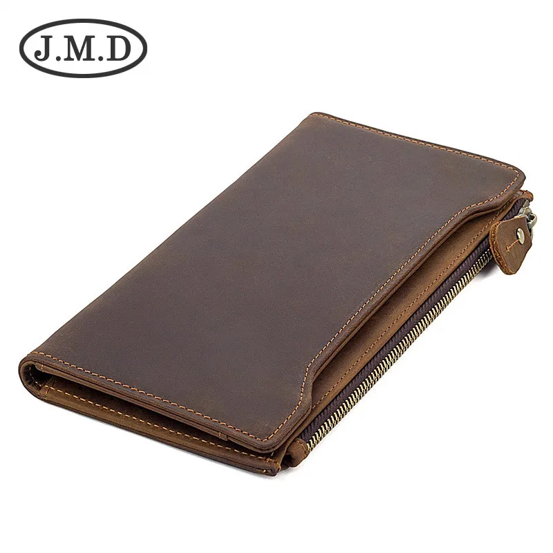

Crazy Horse Leather Retro Wallet Men's Long Leather Wallet RFID Shielded Wallet