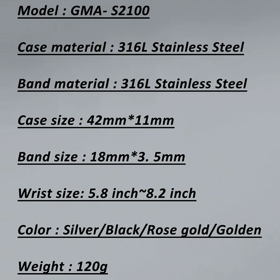 GMAS2100 Hontao Casioak Mini All Metal Mod kit Watch Case Bezel with Screw Watch Band DIY Stainless Steel for Smallest GMA-S2100