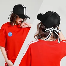 Новинка, бейсбольная кепка с бантом, Женская Бейсболка, полосатая Кепка, летняя, с вышивкой, изогнутая, Весенняя бейсболка, Кепка с трапецией, хип-хоп кепка, Bone