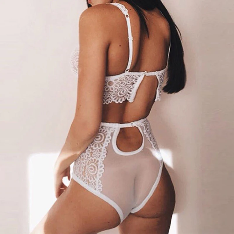 Transparent Underwear Set Women Lace Sexy Bra Set Seamless Embroidery Bralette Erotic Lingerie Fashion Black White Red