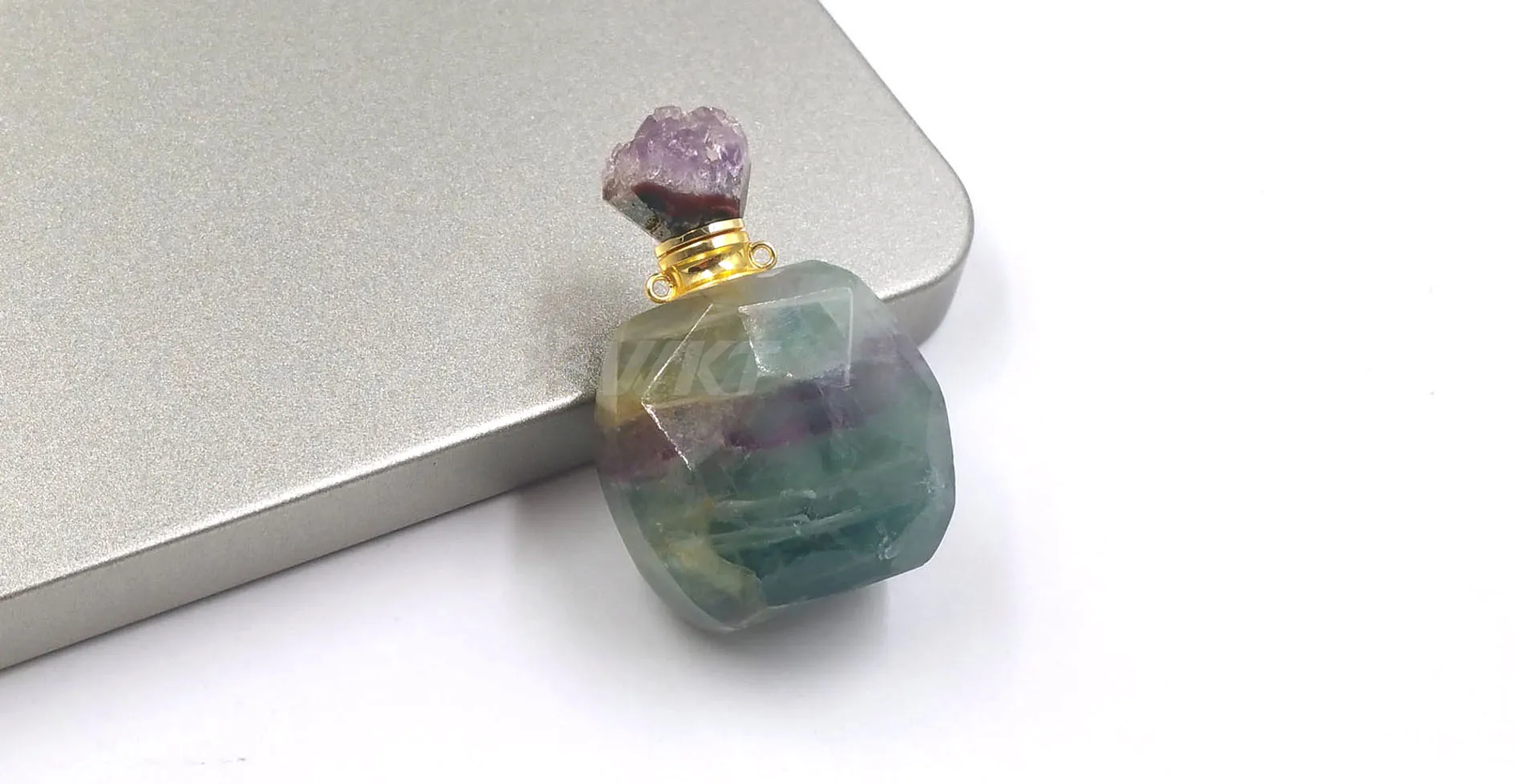 WT-P1476 WKT опционально несколько цвета натуральный камень подвеска в виде бутылочки парфюма с золотой Гальванизированный двойной круг подвесной крючок