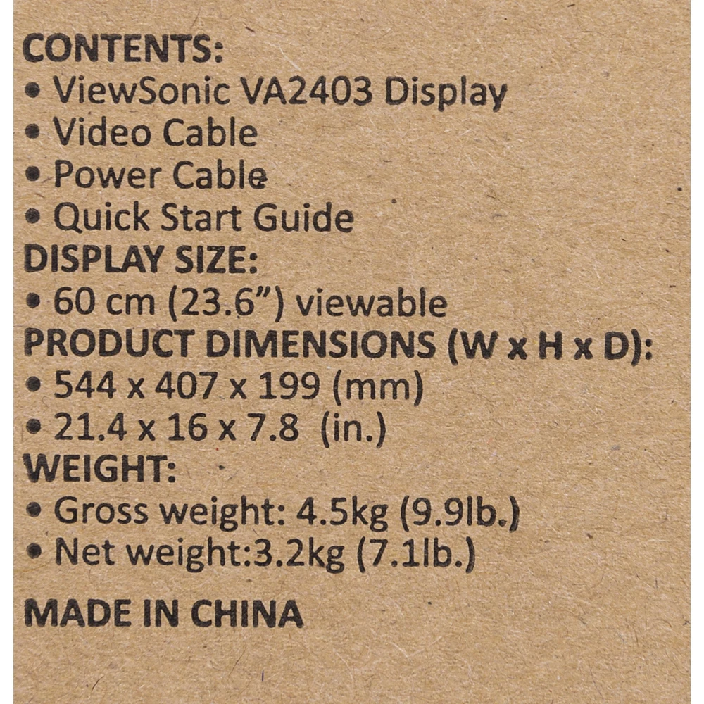 Монитор ViewSonic 23.6" VA2403 черный VA LED 5ms 16:9 DVI Mat 3000:1 250cd