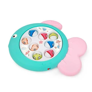

Blue Electric Toy Fishing Rod Rotating Magnetic Disc Music Baby Puzzle Children Electric Toy Gift