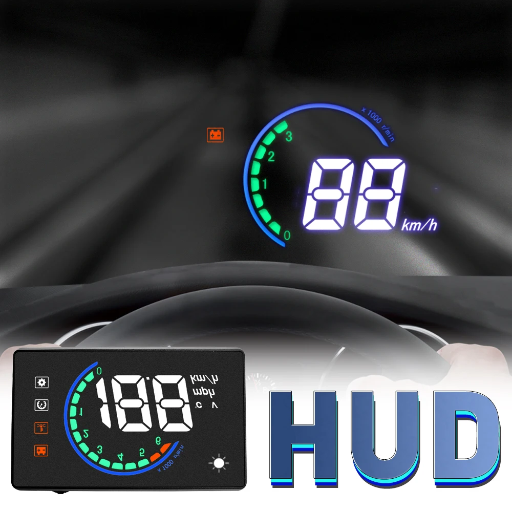 Автомобильный головной дисплей цветной светильник H6 3,8 дюймов Hud Led лобовое стекло проектор Obd2 сканер Предупреждение расход топлива