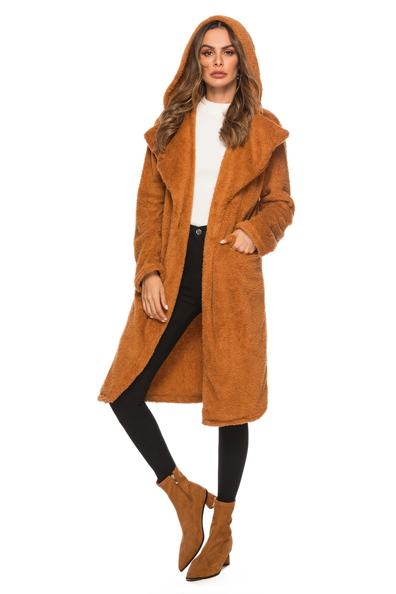 2019 осеннее и зимнее женское плюшевое длинное пальто в европейском американском