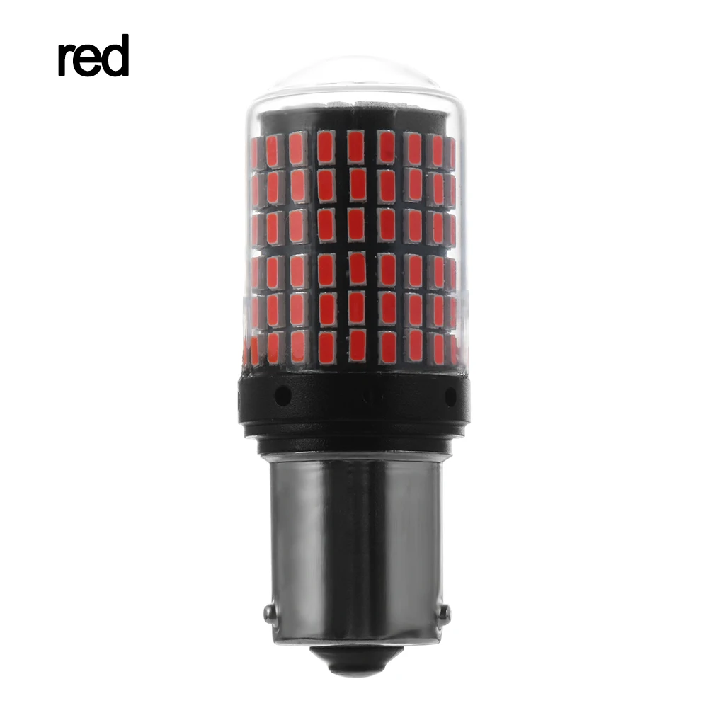red 1156 BAU15S PY21W 12-24V 144SMD лампочка указателя поворота светодиодный Canbus без ошибок светодиодный свет автомобиля резервный тормоз лампы Авто запасные части - Испускаемый цвет: red