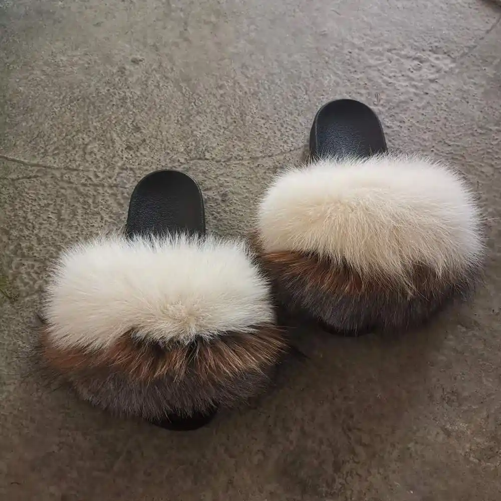 genuine fur slides