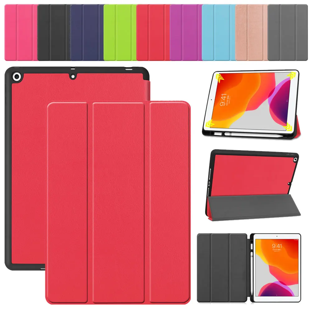 Трехслойный кожаный Флип Стенд кожаный чехол для iPad 10,2 iPad 7th Gen A2197 A2198 A2200 чехол противоударный чехол с авто режимом включения и выключения Смарт Обложка