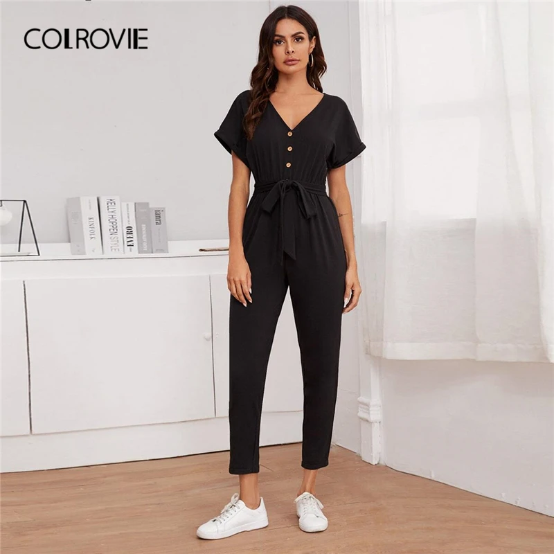 black buttoned jumpsuit