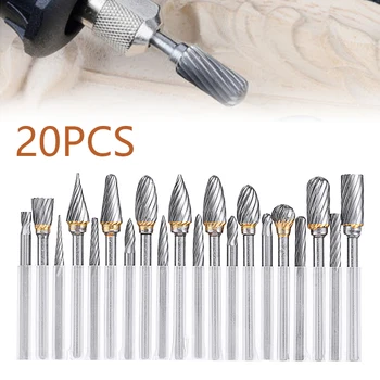 

20Pcs 3mm Shank Tungsten Carbide Steel Rotary Burr CNC Engraving Cutter Rotary File For Steel Working Milling Tool