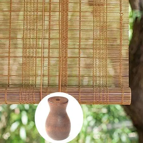 12pcs Brown Wood Tassel for Window Blinds White Cord Knobs Wooden Hanging Ball Pulls for Curtain Craft 3