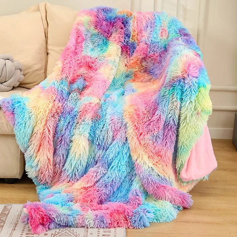 Colorful Soft Fluffy Shaggy Warm Bed Sofa Bedspread Bedding Sheet Throw