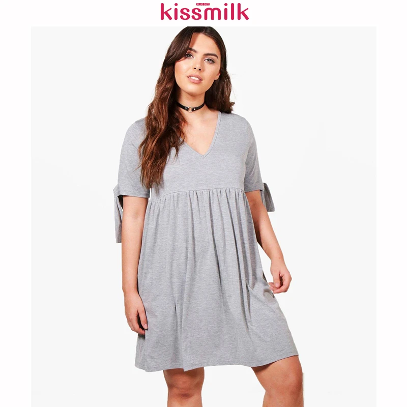 Женское платье с v-образным вырезом Kissmilk мини-платье высокой талией и манжетами
