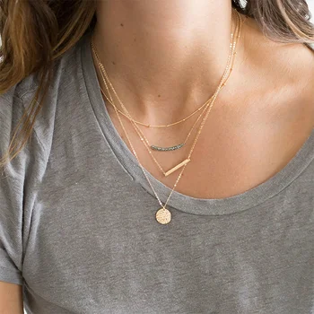 

4 Set Muliti Layered Chain Necklace for Women Custom Lettering Stainless Steel Pendant Necklace Trendy Choker Fashion Jewelry