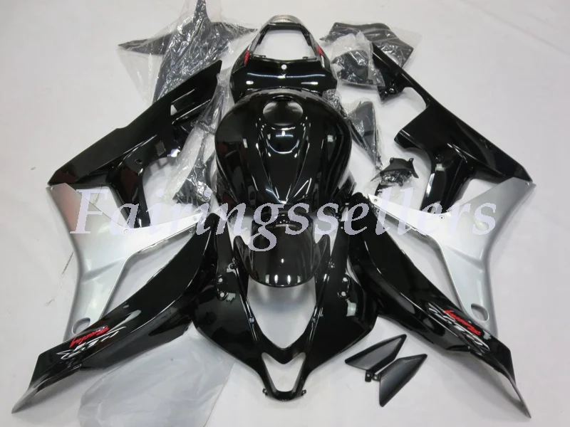 Набор впрыскивателей Мотоцикл Обтекатели Наборы подходит для Honda CBR600RR F5 07 08 2007 2008 обтекатель чайный сервиз специальный дизайн - Цвет: Silver Gloss Black