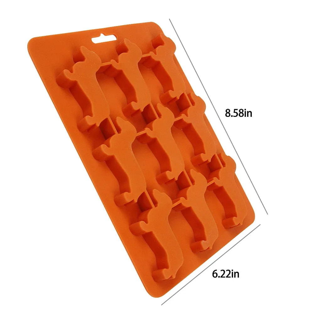 Silicone Ice Mold Tray,Orange Animal Modeling Ice Making Mold,9 Puppy Model Mold Equipped With A Dropper Gift (3)