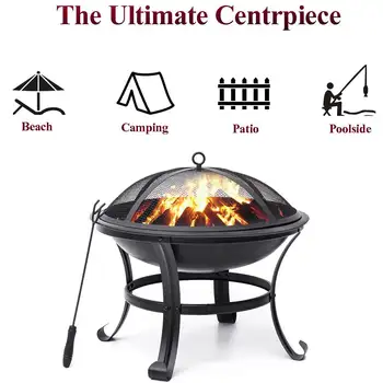 

BBQ Grill Outdoor Fire Pit Stove Garden Patio Wood Log Barbecue Grill Net Set Cooking Tools Camping Brazier Stove for Xmas