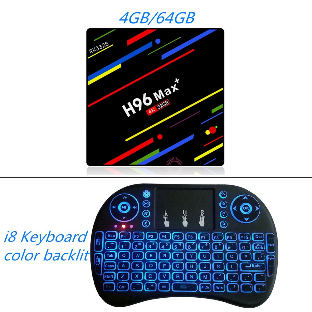 H96 Max Plus Android 9,0 Smart tv Box 4 Гб ОЗУ 64 Гб 32 Гб ПЗУ 4K телеприставка Rockchip RK3328 четырехъядерный USB 3,0 Wifi медиаплеер - Цвет: 4G 64G i8 Backlit