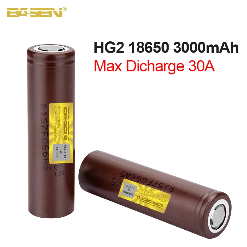 

Basen New Original HG2 18650 3000mAh Battery 3.6V High Power Discharge 18650 Rechargeable Batteries 30A Large Current Battery