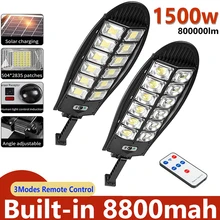 

1500W Solar Street Light 8800mAH Outdoor Solar Lamp Bright Sunlight Waterproof PIR Motion Sensor Garden Lighting Remote Control