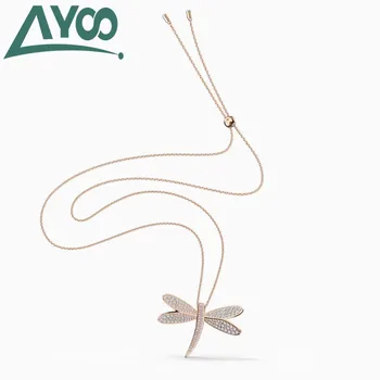

AYOO high quality SWA new fashion dragonfly decorative pendant necklace dragonfly wings shiny ladies necklace