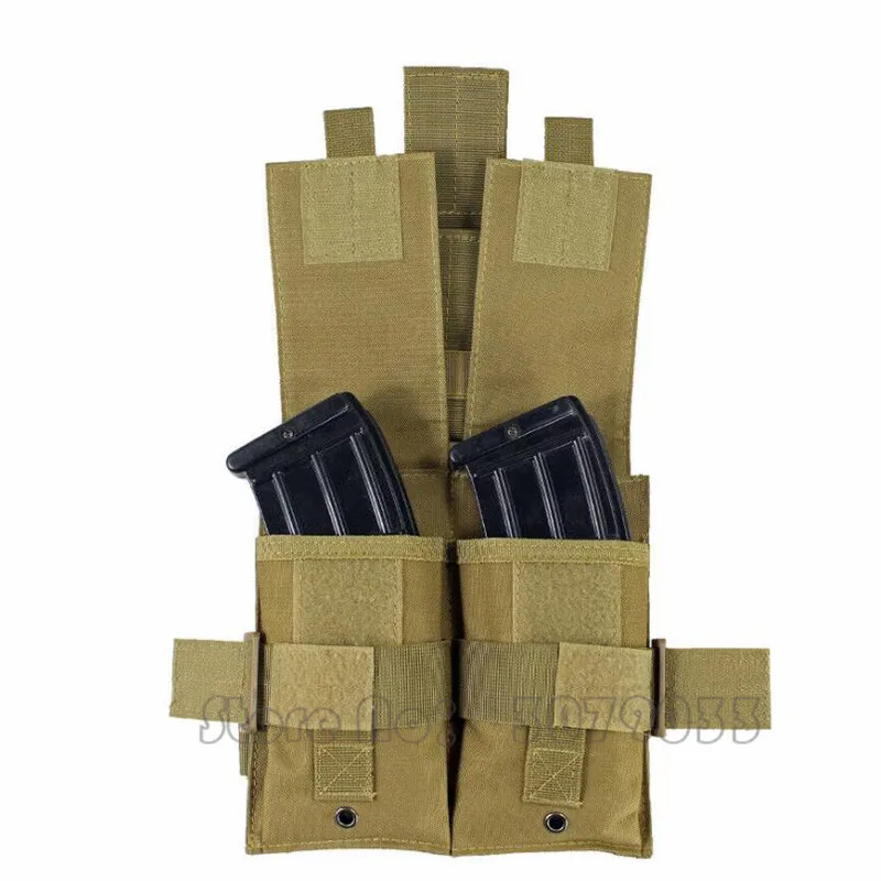 Tactical Drop Leg Double Magazine Bag Mag Pouch Holder Rifle Magazine Ammo Bag for 5.56.223 Paintball Airsoft