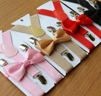 

Unisex Suspenders and Bow Tie Set Adjustable Y-back Straps Elastic Clip-on Braces For Baby Kid Girl Boy 0-5 Years