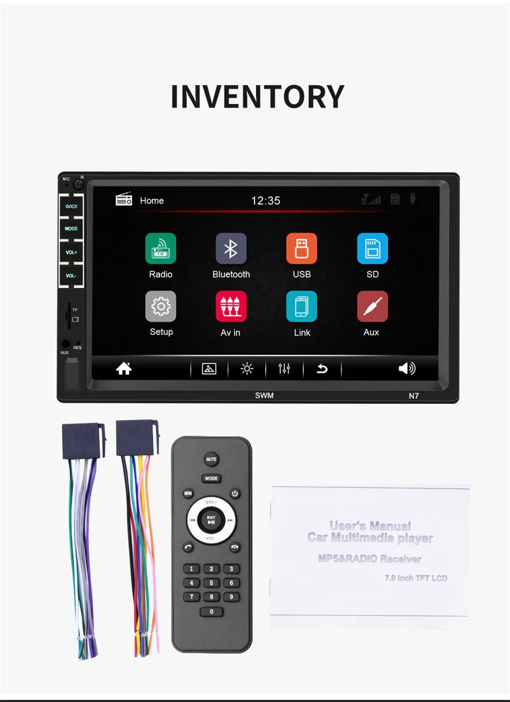 Автомобильные мультимедийные проигрыватели авто видео 7 дюймов HD Автомобильный Bluetooth MP5 плеер штекер-в u-диск fm-радио сенсорный экран поддерживает для Apple