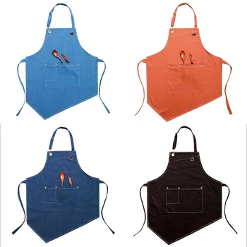

Cowboy apron Korean fashion tea shop coffee shop baking nails men and women personality overalls