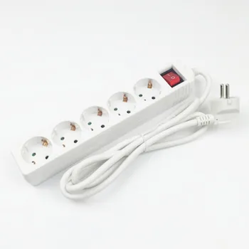 

250V 10A 3/4/5 EU Plug Sockets Outlet AC Power Charger Wall Socket Plug Mains Lead Strip Adapter With Extension Cable Switch
