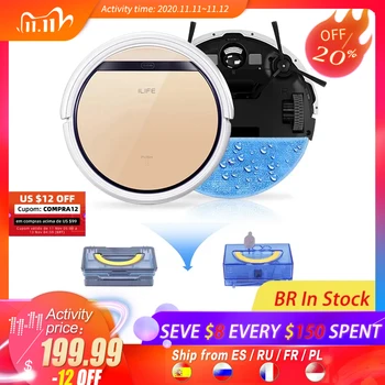 

ILIFE V5sPro Robot Vacuum Cleaners Wet Mopping Pet hair And Hard Floor Automatic Powerful Suction Ultra Thin Disinfection